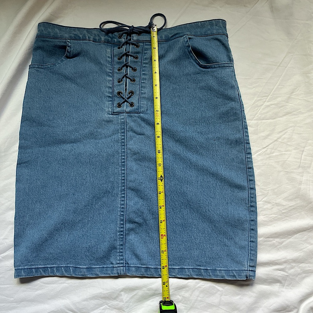Forever 21, Summer Jean lace up skirt, size L